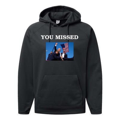 Trump Fist Bump You Missed 2024 Performance Fleece Hoodie