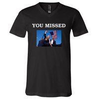 Trump Fist Bump You Missed 2024 V-Neck T-Shirt