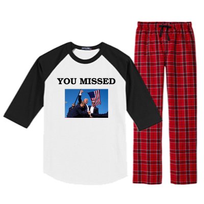 Trump Fist Bump You Missed 2024 Raglan Sleeve Pajama Set