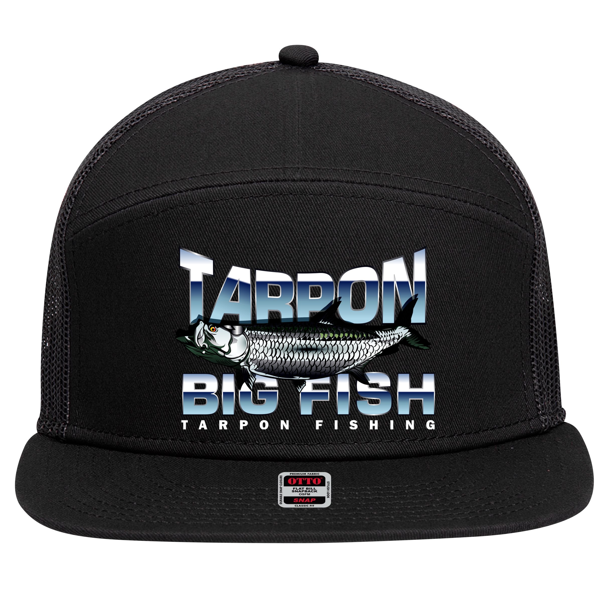 Tarpon Fishing Big Fish 7 Panel Mesh Trucker Snapback Hat