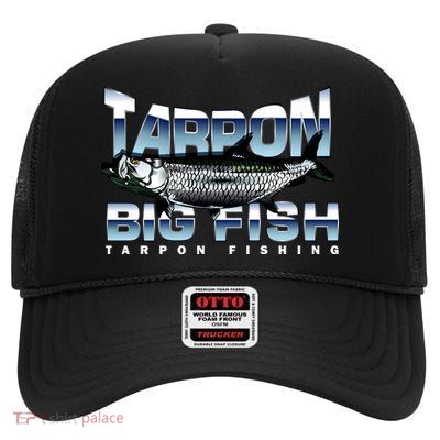 Tarpon Fishing Big Fish High Crown Mesh Back Trucker Hat