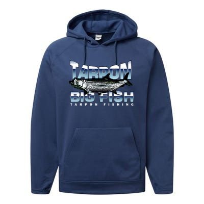 Tarpon Fishing Big Fish Performance Fleece Hoodie