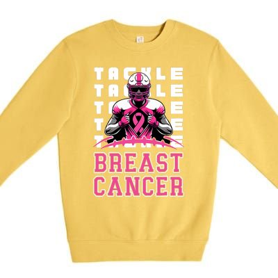 Tackle Football Breast Cancer Awareness Ribbon Premium Crewneck Sweatshirt