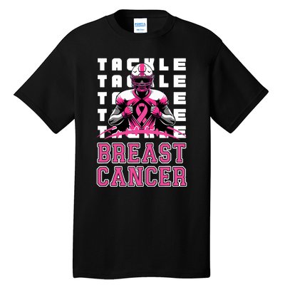 Tackle Football Breast Cancer Awareness Ribbon Tall T-Shirt