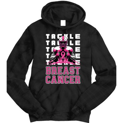 Tackle Football Breast Cancer Awareness Ribbon Tie Dye Hoodie