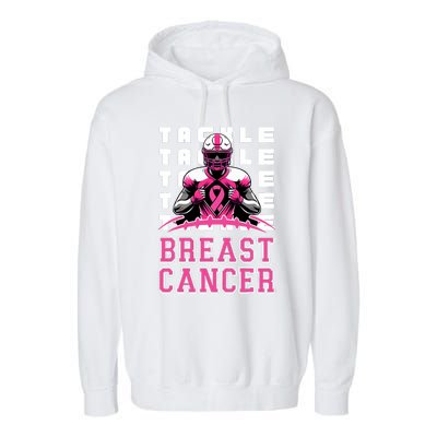 Tackle Football Breast Cancer Awareness Ribbon Garment-Dyed Fleece Hoodie