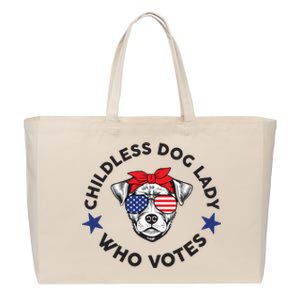 Thefishandbone Fish & Bone Childless Dog Lady Who Votes Cotton Canvas Jumbo Tote