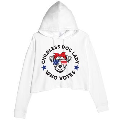 Thefishandbone Fish & Bone Childless Dog Lady Who Votes Crop Fleece Hoodie