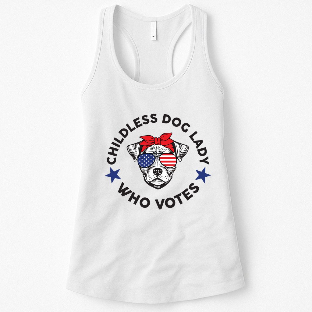 Thefishandbone Fish & Bone Childless Dog Lady Who Votes Womens Tank Top
