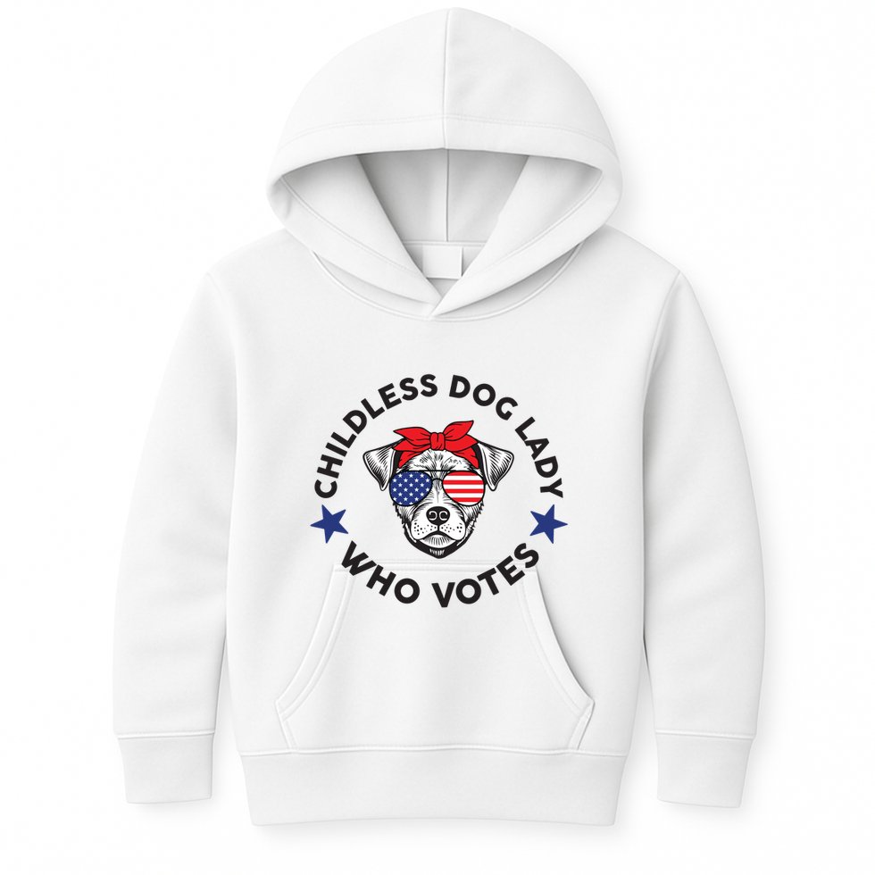 Thefishandbone Fish & Bone Childless Dog Lady Who Votes Kids Hoodie