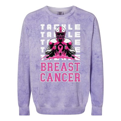 Tackle Football Breast Cancer Awareness Pin.K Ribbon Colorblast Crewneck Sweatshirt