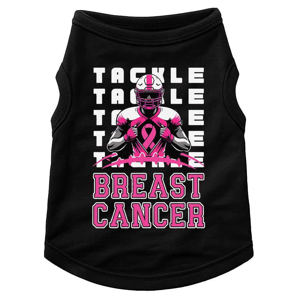 Tackle Football Breast Cancer Awareness Pin.K Ribbon Doggie Tank