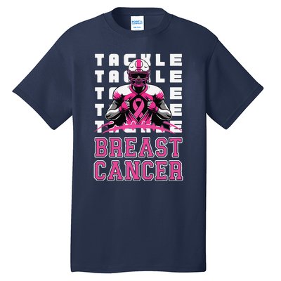 Tackle Football Breast Cancer Awareness Pin.K Ribbon Tall T-Shirt