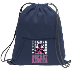 Tackle Football Breast Cancer Awareness Pin.K Ribbon Sweatshirt Cinch Pack Bag