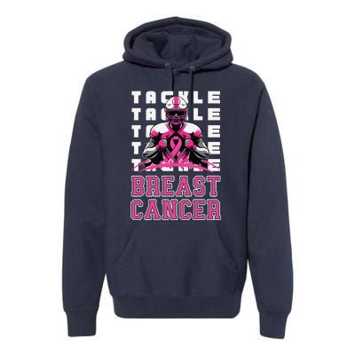 Tackle Football Breast Cancer Awareness Pin.K Ribbon Premium Hoodie