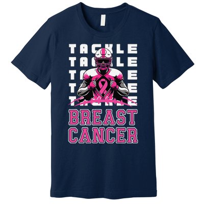 Tackle Football Breast Cancer Awareness Pin.K Ribbon Premium T-Shirt