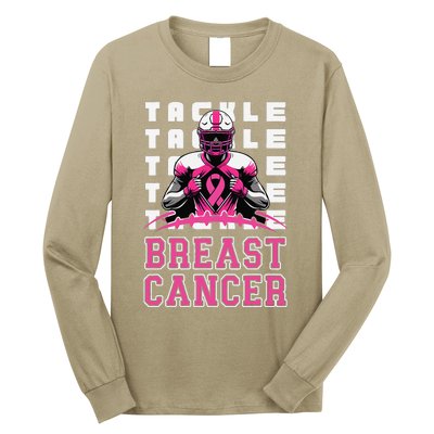 Tackle Football Breast Cancer Awareness Pin.K Ribbon Long Sleeve Shirt