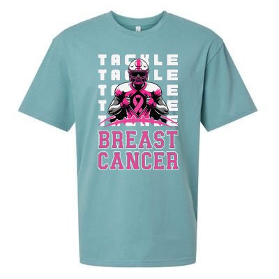 Tackle Football Breast Cancer Awareness Pin.K Ribbon Sueded Cloud Jersey T-Shirt