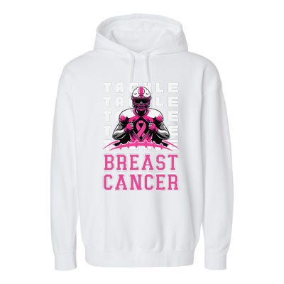 Tackle Football Breast Cancer Awareness Pin.K Ribbon Garment-Dyed Fleece Hoodie