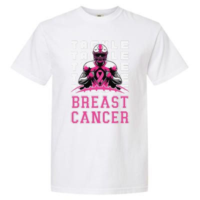 Tackle Football Breast Cancer Awareness Pin.K Ribbon Garment-Dyed Heavyweight T-Shirt