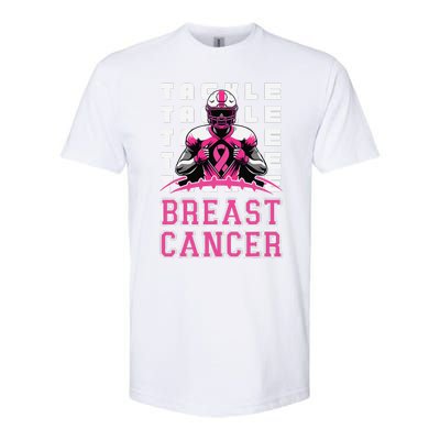 Tackle Football Breast Cancer Awareness Pin.K Ribbon Softstyle CVC T-Shirt