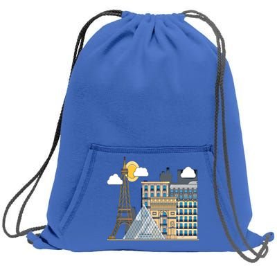 The Famous Buildings Of Paris Gift The Eiffel Tower Gift Louvre Great Gift Sweatshirt Cinch Pack Bag