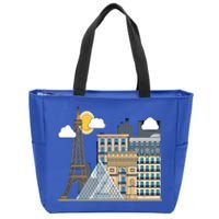 The Famous Buildings Of Paris Gift The Eiffel Tower Gift Louvre Great Gift Zip Tote Bag