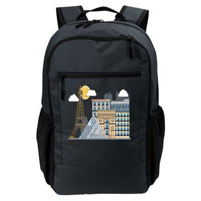 The Famous Buildings Of Paris Gift The Eiffel Tower Gift Louvre Great Gift Daily Commute Backpack