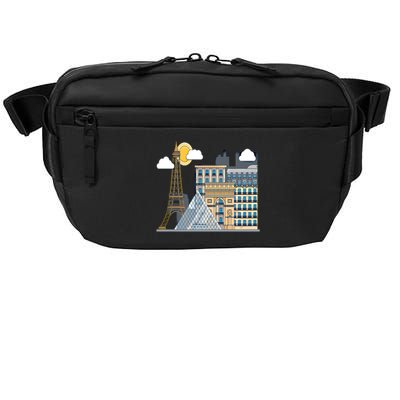 The Famous Buildings Of Paris Gift The Eiffel Tower Gift Louvre Great Gift Crossbody Pack