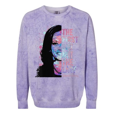 The First But Not The Last Madam President Harris Colorblast Crewneck Sweatshirt