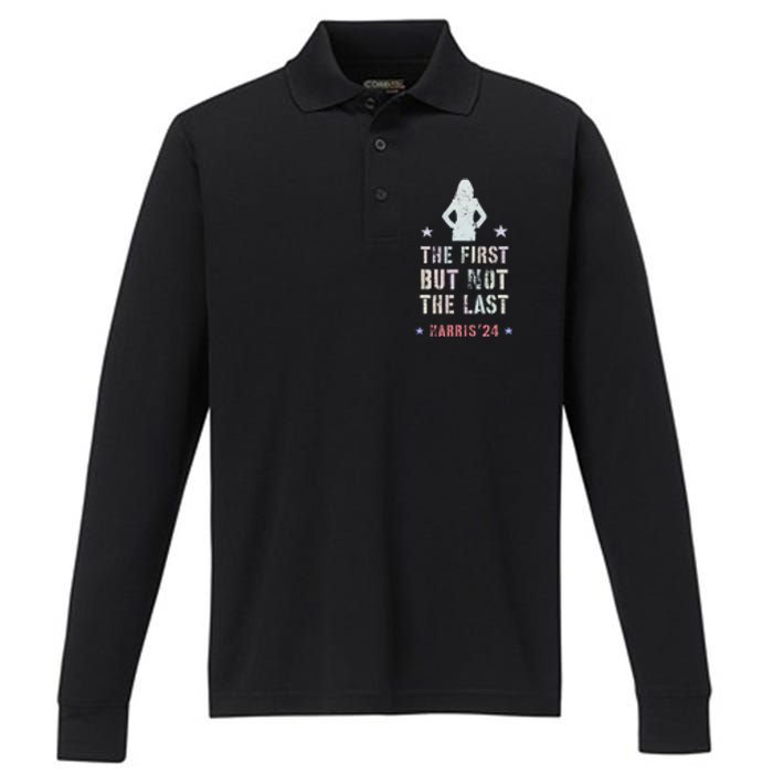 The First But Not The Last Kamala Harris Walz Yes She Can Performance Long Sleeve Polo