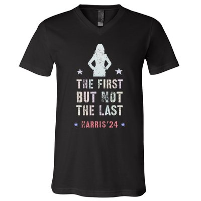 The First But Not The Last Kamala Harris Walz Yes She Can V-Neck T-Shirt