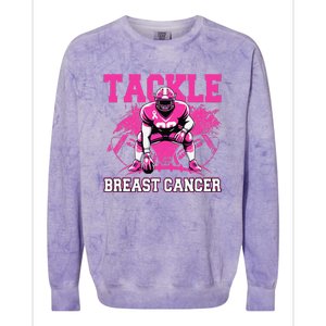 Tackle Football Breast Cancer Awareness Pin.K Ribbon Women Colorblast Crewneck Sweatshirt