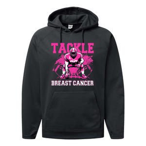 Tackle Football Breast Cancer Awareness Pin.K Ribbon Women Performance Fleece Hoodie