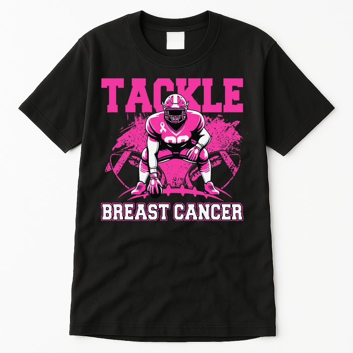 Tackle Football Breast Cancer Awareness Pin.K Ribbon Women Tall T-Shirt