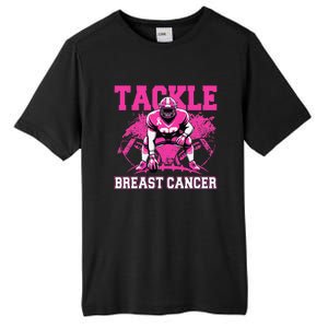 Tackle Football Breast Cancer Awareness Pin.K Ribbon Women Tall Fusion ChromaSoft Performance T-Shirt