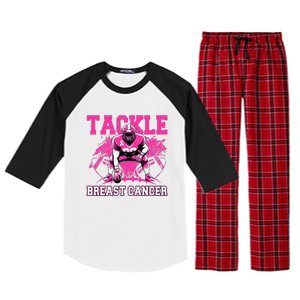 Tackle Football Breast Cancer Awareness Pin.K Ribbon Women Raglan Sleeve Pajama Set