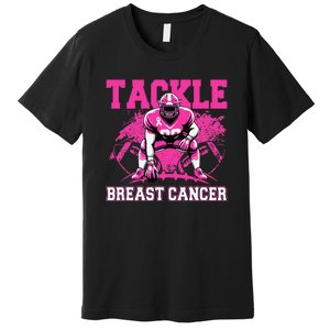 Tackle Football Breast Cancer Awareness Pin.K Ribbon Women Premium T-Shirt