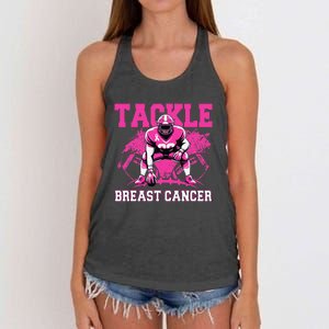 Tackle Football Breast Cancer Awareness Pin.K Ribbon Women Women's Knotted Racerback Tank