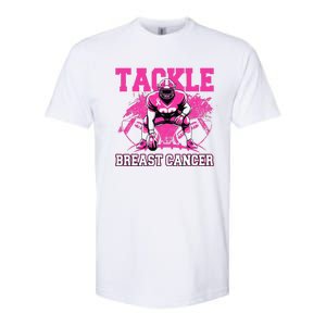 Tackle Football Breast Cancer Awareness Pin.K Ribbon Women Softstyle CVC T-Shirt