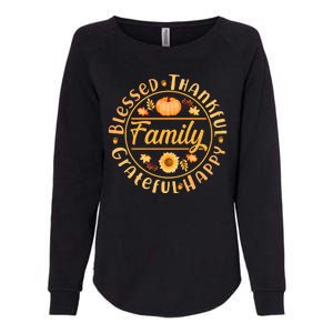 Thanksgiving Family Blessed Thankful Grateful Happy Emblem Womens California Wash Sweatshirt