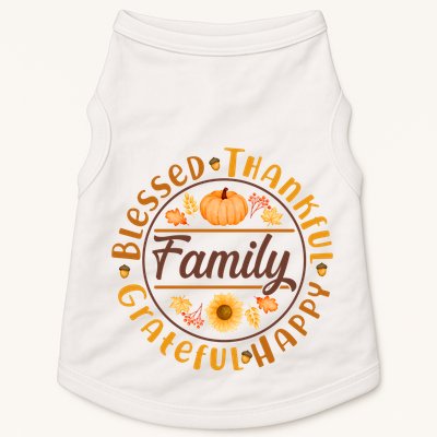 Thanksgiving Family Blessed Thankful Grateful Happy Emblem Doggie Tank