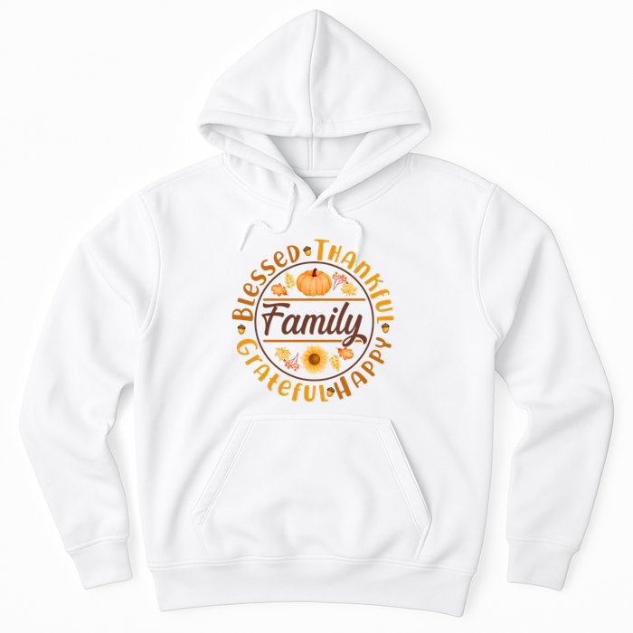 Thanksgiving Family Blessed Thankful Grateful Happy Emblem Hoodie