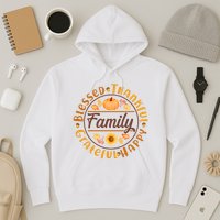 Thanksgiving Family Blessed Thankful Grateful Happy Emblem Hoodie