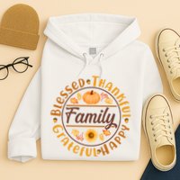 Thanksgiving Family Blessed Thankful Grateful Happy Emblem Hoodie