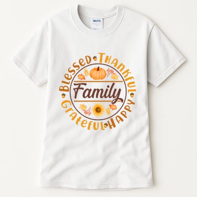 Thanksgiving Family Blessed Thankful Grateful Happy Emblem Tall T-Shirt