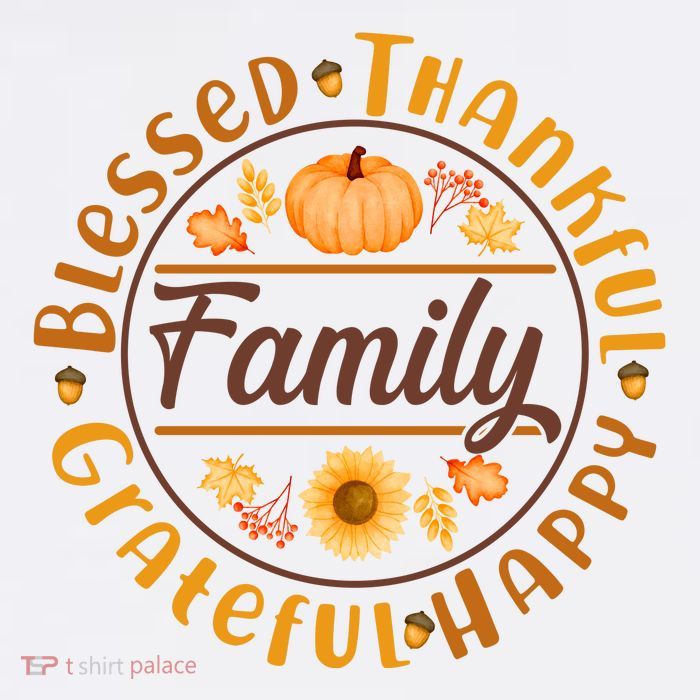 Thanksgiving Family Blessed Thankful Grateful Happy Emblem Tall T-Shirt