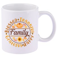 Thanksgiving Family Blessed Thankful Grateful Happy Emblem 11oz C Handle Ceramic Mug