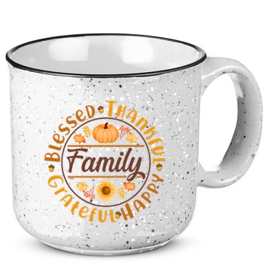 Thanksgiving Family Blessed Thankful Grateful Happy Emblem 15oz Campfire Ceramic Mug