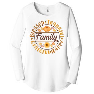 Thanksgiving Family Blessed Thankful Grateful Happy Emblem Women's Perfect Tri Tunic Long Sleeve Shirt